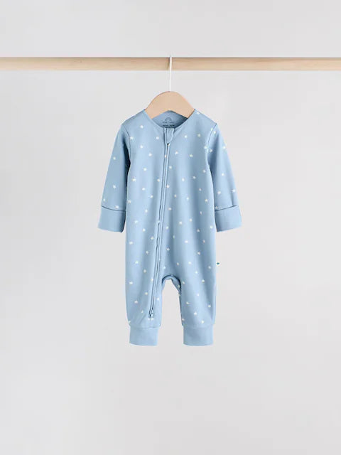 Blue 4 Pack Baby Footless Two Way Zip Sleepsuits 4 Pack (0mths-3yrs)