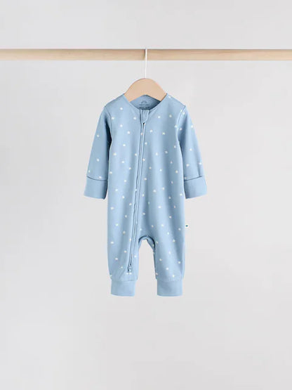 Blue 4 Pack Baby Footless Two Way Zip Sleepsuits 4 Pack (0mths-3yrs)