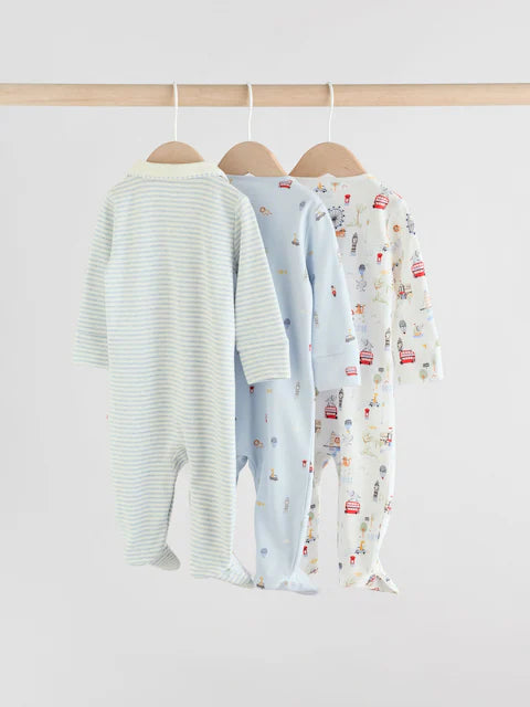 Blue London Baby Sleepsuits 3 Pack (0-2yrs)