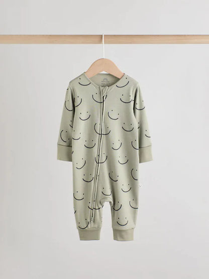 Red Heart Two Way Zip Baby Sleepsuits 3 Pack (0mths-3yrs)