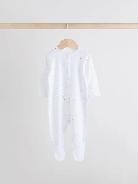White 4 Pack Popper Baby Sleepsuits (0-2yrs)