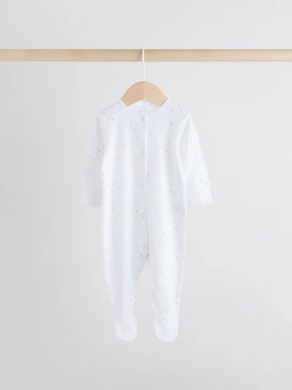 White 4 Pack Popper Baby Sleepsuits (0-2yrs)