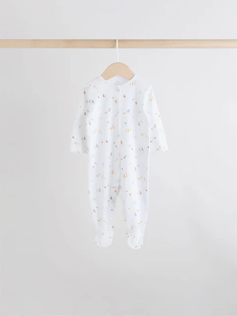 White 7 Pack Popper Baby Sleepsuits (0-2yrs)