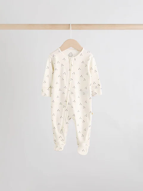 Cream 4 Pack Two Way Zip Baby Sleepsuits (0-2yrs)