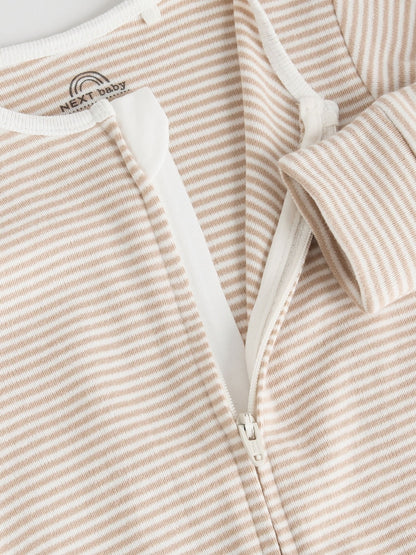 Neutral 7 Pack Two Way Zip Baby Sleepsuits (0-2yrs)