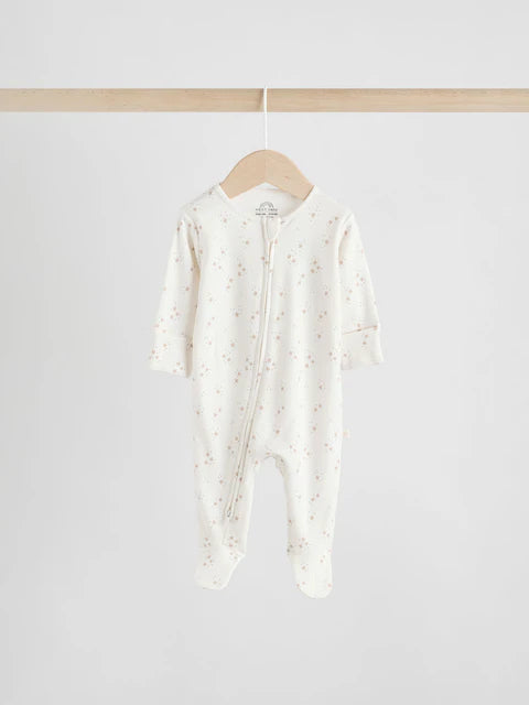Neutral 7 Pack Two Way Zip Baby Sleepsuits (0-2yrs)
