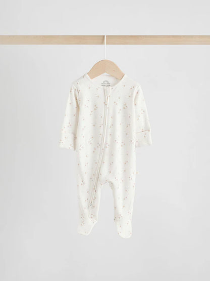 Neutral 7 Pack Two Way Zip Baby Sleepsuits (0-2yrs)