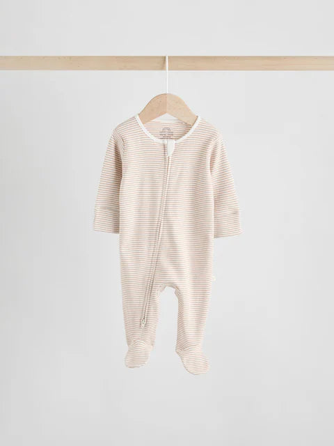 Neutral 7 Pack Two Way Zip Baby Sleepsuits (0-2yrs)