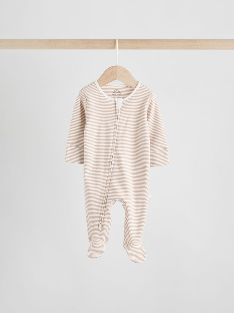Neutral 7 Pack Two Way Zip Baby Sleepsuits (0-2yrs)