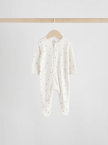 Neutral 7 Pack Two Way Zip Baby Sleepsuits (0-2yrs)