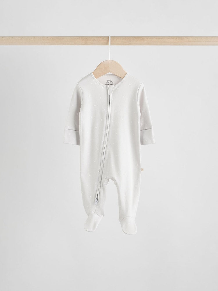 Neutral 7 Pack Two Way Zip Baby Sleepsuits (0-2yrs)