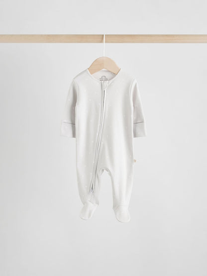 Neutral 7 Pack Two Way Zip Baby Sleepsuits (0-2yrs)