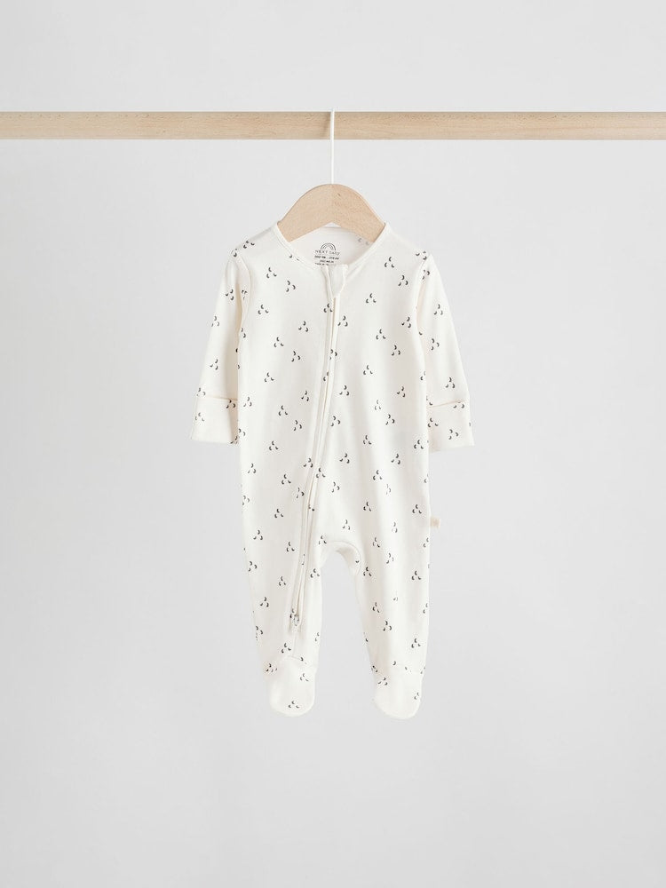 Neutral 7 Pack Two Way Zip Baby Sleepsuits (0-2yrs)