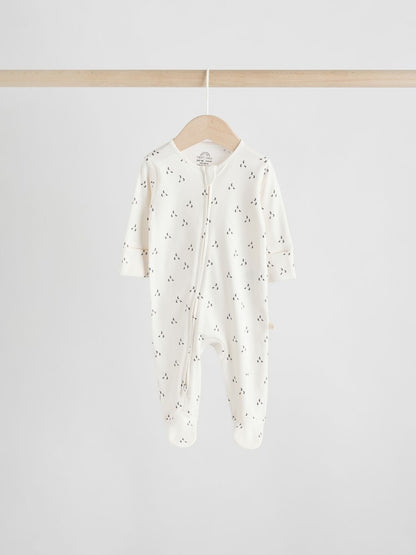 Neutral 7 Pack Two Way Zip Baby Sleepsuits (0-2yrs)