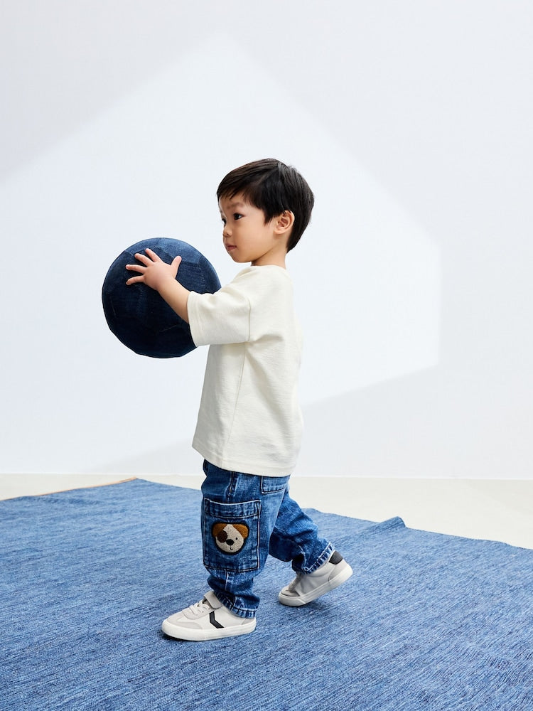 Mid Blue Dog Cargo Jeans (3mths-7yrs)