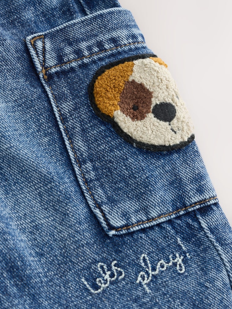 Mid Blue Dog Cargo Jeans (3mths-7yrs)