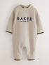 Baker by Ted Baker Textured Long Sleeve Romper - Size Newborn - Stone