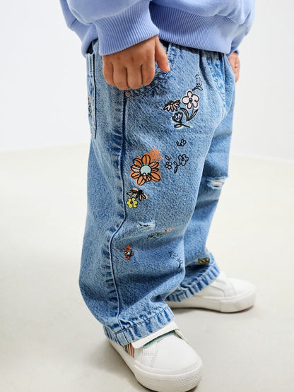 Denim Floral Print Jeans (3mths-7yrs)
