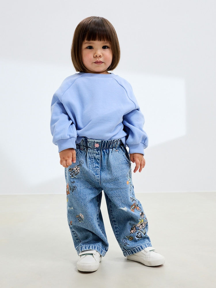 Denim Floral Print Jeans (3mths-7yrs)