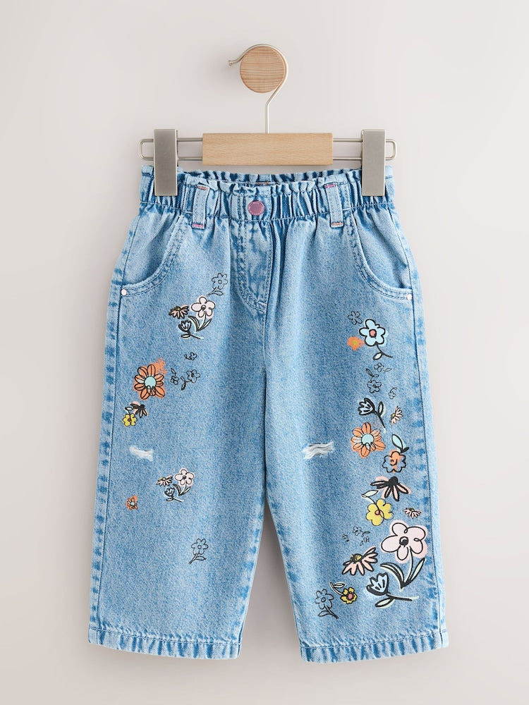 Denim Floral Print Jeans (3mths-7yrs)