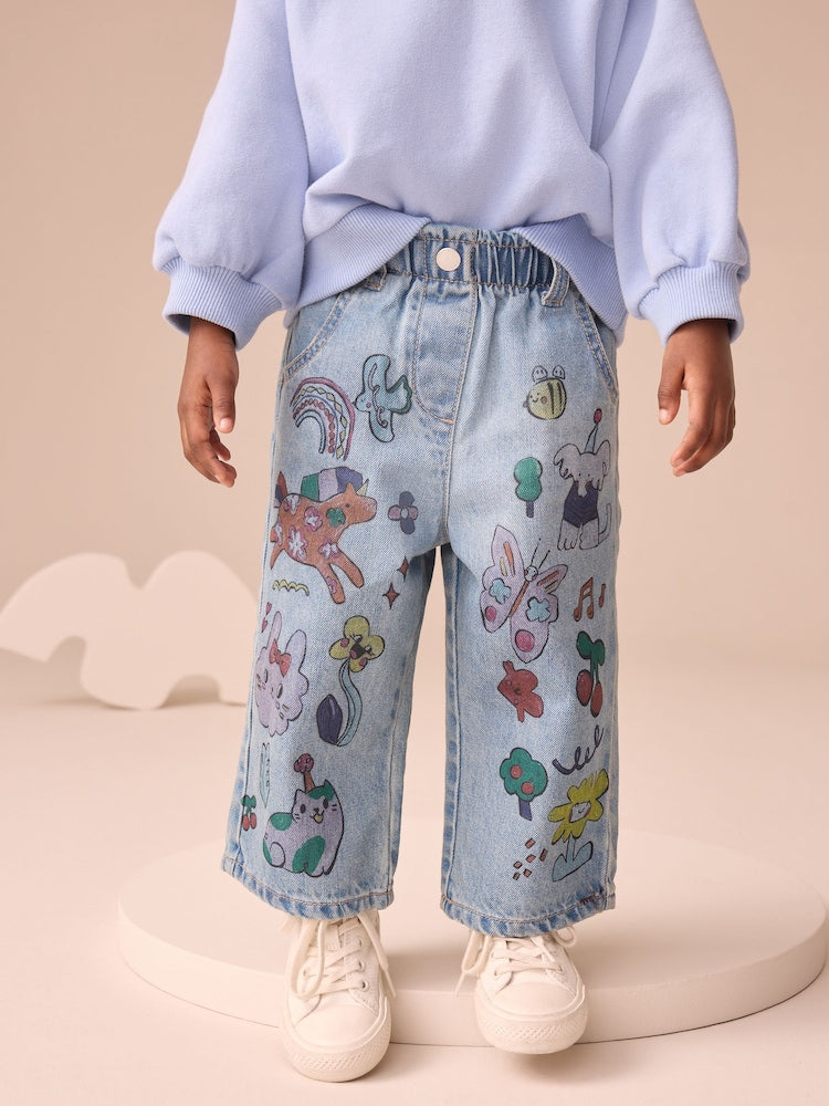 Denim Character Printed Jeans (3mths-7yrs) - 12-18 Months (80-86cm)