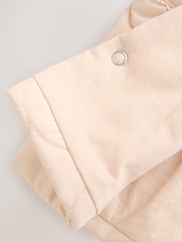 Neutral Oversized Collar Faux Fur Quilted Baby Jacket (0mths-2yrs) - Size 50cm (First Size)