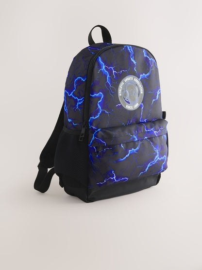 Blue/Black Lightning Print Backpack - Size One