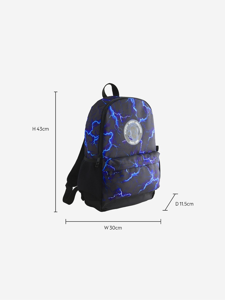 Blue/Black Lightning Print Backpack - Size One