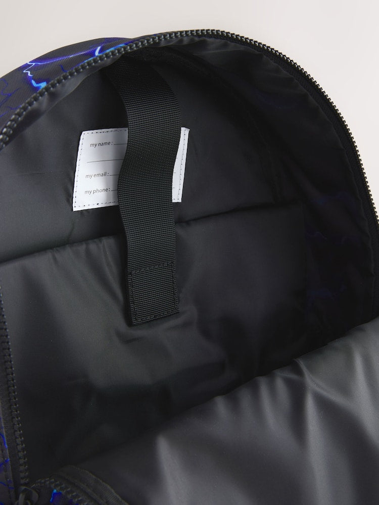 Blue/Black Lightning Print Backpack - Size One