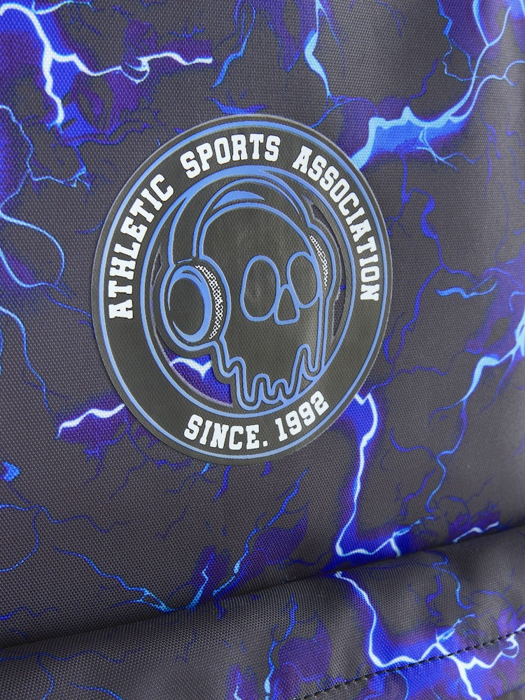 Blue/Black Lightning Print Backpack - Size One