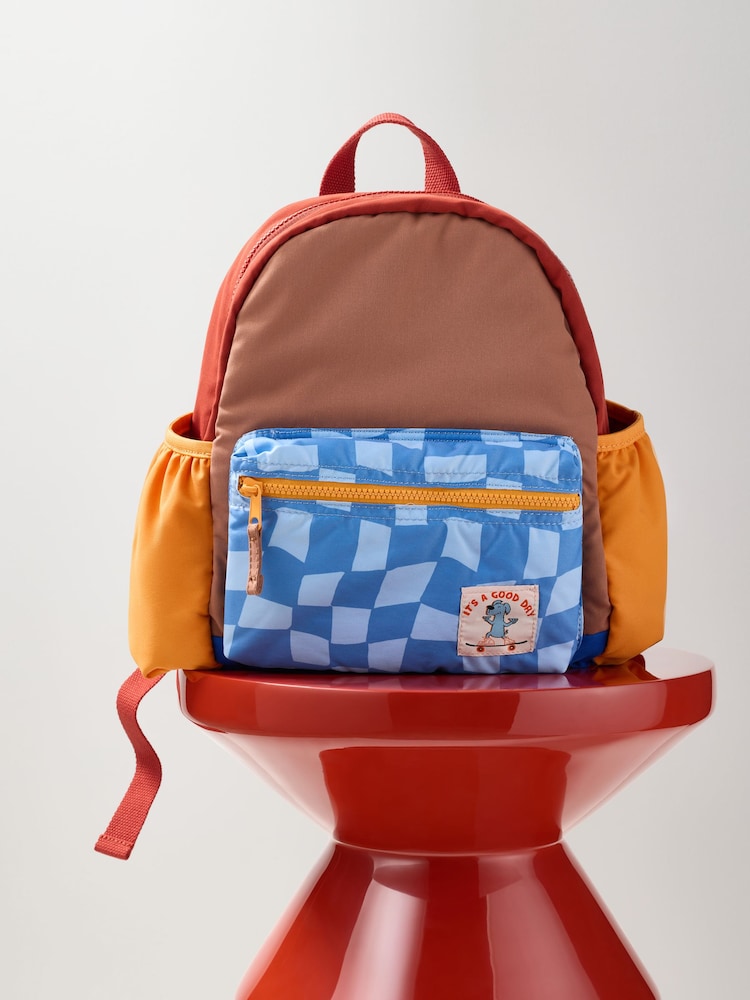 Colourblock Check Backpack - Size One