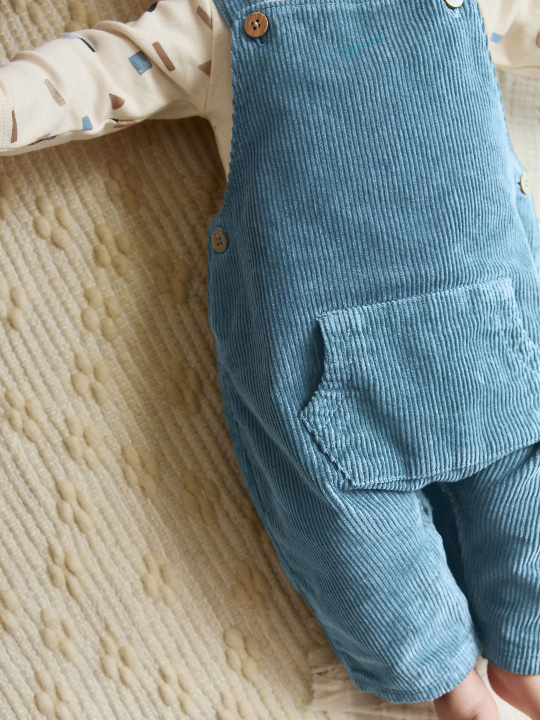 Mid Blue Cord Dungarees and Bodysuit Set (0mths-2yrs) - Size Up to 1 Month (56cm)