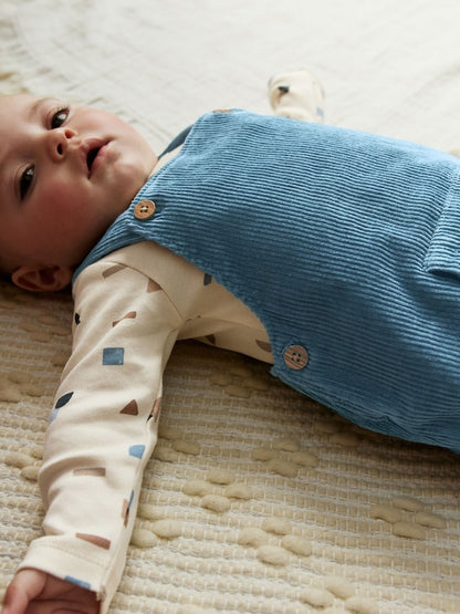 Mid Blue Cord Dungarees and Bodysuit Set (0mths-2yrs) - Size Up to 1 Month (56cm)