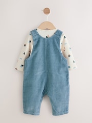 Mid Blue Cord Dungarees and Bodysuit Set (0mths-2yrs) - Size Up to 1 Month (56cm)