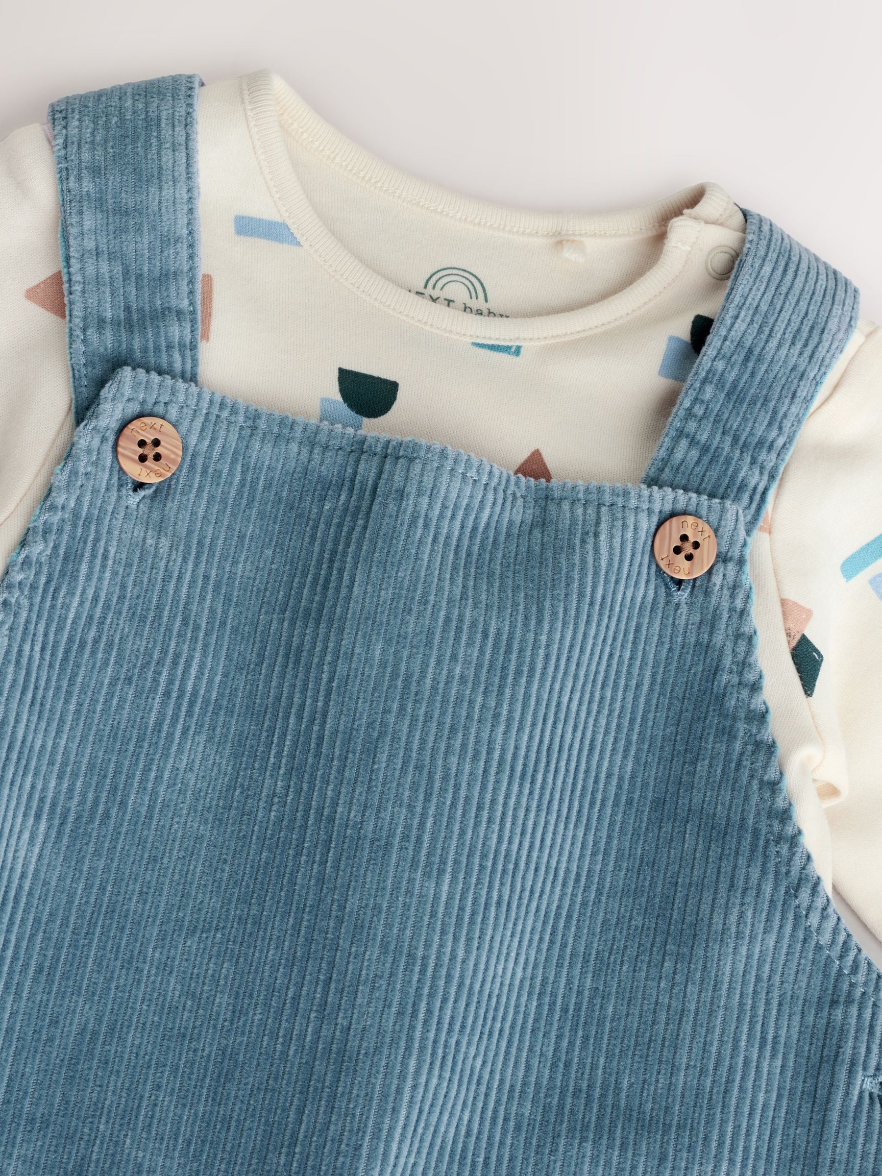 Mid Blue Cord Dungarees and Bodysuit Set (0mths-2yrs) - Size Up to 1 Month (56cm)