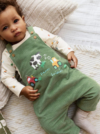 Green Farm Cord Dungarees and Bodysuit Set (0mths-2yrs)