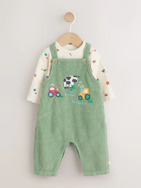 Green Farm Cord Dungarees and Bodysuit Set (0mths-2yrs)
