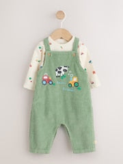 Green Farm Cord Dungarees and Bodysuit Set (0mths-2yrs) - Size Up to 1 Month (56cm)