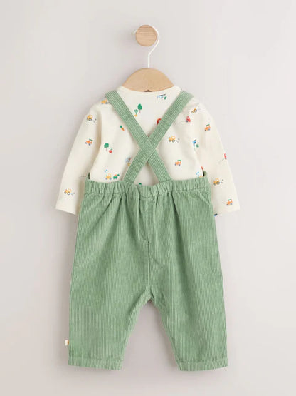 Green Farm Cord Dungarees and Bodysuit Set (0mths-2yrs)