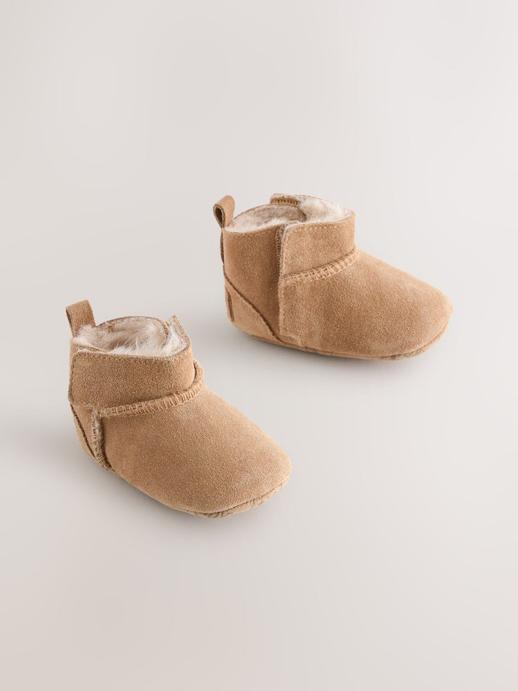 Tan Brown Suede Baby Pull-On Boots (0-24mths) - Tan Brown / Up To 3 Months (50 - 62cm)