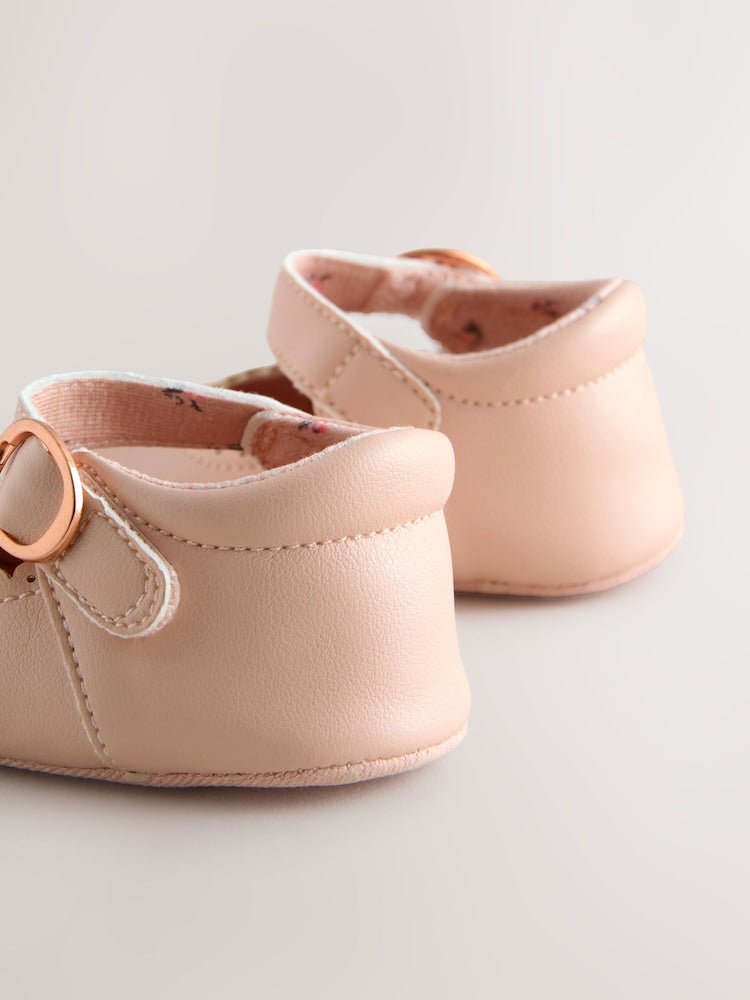 Pink Mary Jane Baby Shoes (0-24mths) - Size Up To 3 Months (50 - 62cm)