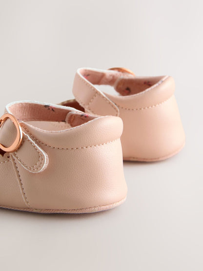 Pink Mary Jane Baby Shoes (0-24mths) - Size Up To 3 Months (50 - 62cm)