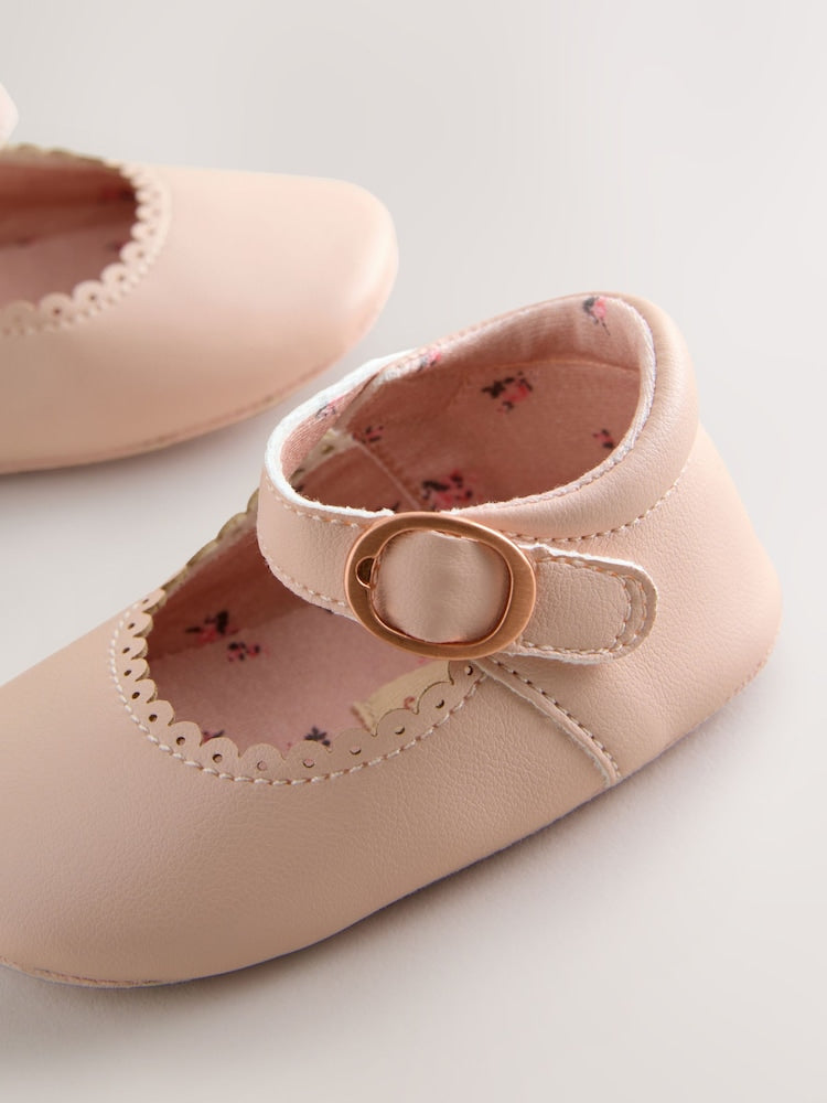 Pink Mary Jane Baby Shoes (0-24mths) - Size Up To 3 Months (50 - 62cm)