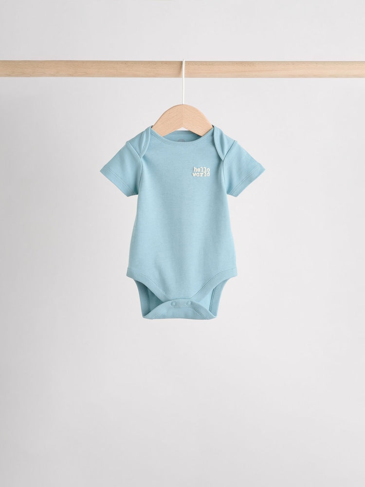 Blue Baby Sleepsuit, Bodysuit, Beanie and Bib Set 4 Piece (0-12mths)