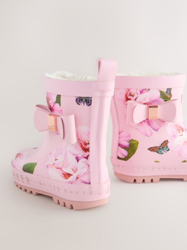 Baker by Ted Baker Girls Faux Fur Lined Welly Boots with Bow