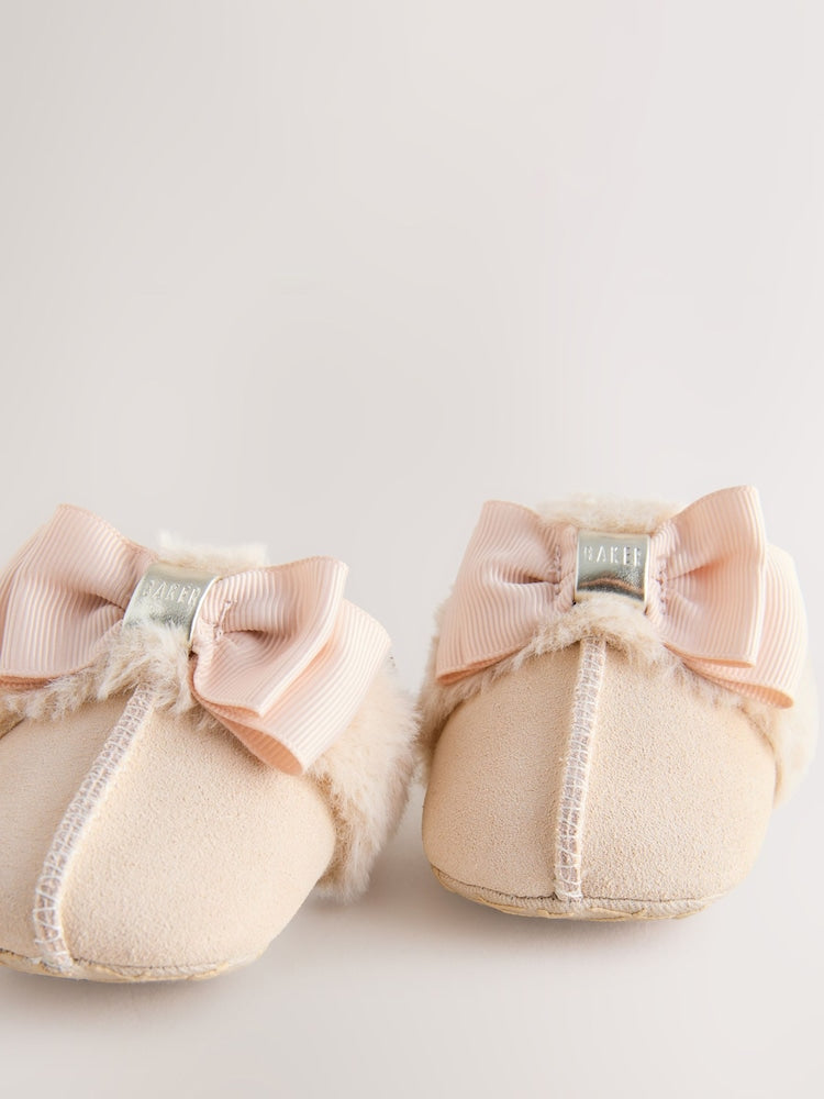 Baker by Ted Baker Baby Girls Faux Fur Trim Padders Mules