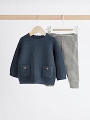 Blue Baby Knitted Jumper and Leggings Set (0mths-2yrs) - Size Up to 1 Month (56cm)
