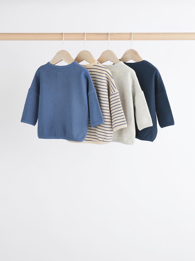 Blue Stripe Baby Long Sleeve T-Shirts 4 Pack (0mths-2yrs)