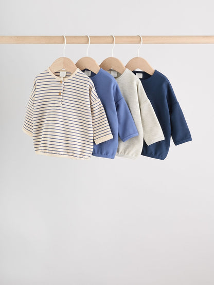 Blue Stripe Baby Long Sleeve T-Shirts 4 Pack (0mths-2yrs)