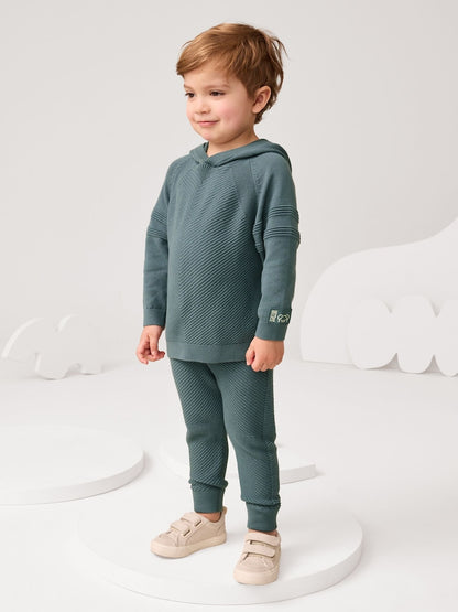 Blue Knitted Hoodie and Jogger Set (3mths-7yrs) - Blue / 12-18 Months (80-86cm)